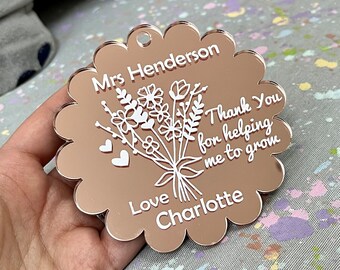 Grazie Insegnante Regalo ricordo Insegnante Apprezzamento disegno floreale con spazio per nome / personalizzazione svg, dxf, jpg, png