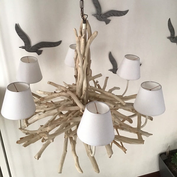 Driftwood branch chandelier,ceiling hanging wood light,driftwood lamp,lighting,beach,coastal,nautical,rustic,farmhouse,cottage,modern,lake