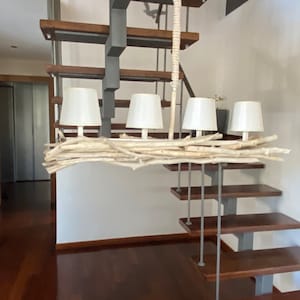Driftwood branch chandelier,ceiling hanging wood light,driftwood lamp,lighting,beach,coastal,nautical,rustic,farmhouse,cottage,modern,lake