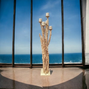 Driftwood tall 45” candleholder,wood floor standing candelabra,farmhouse,beach,coastal,nautical,centerpiece,cottage,sculpture,lake,rustic