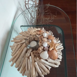 Bougeoir en bois flotté avec coquillages et étoiles de mer, bougeoir en bois, décor de plage, côtier, décor de mariage, décor nautique, art du bois flotté image 9