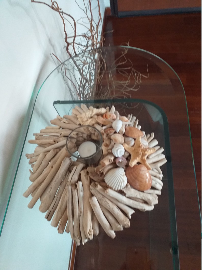 Bougeoir en bois flotté avec coquillages et étoiles de mer, bougeoir en bois, décor de plage, côtier, décor de mariage, décor nautique, art du bois flotté image 9