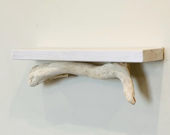 Driftwood floating shelf,Coastal wall display,Beach house decor