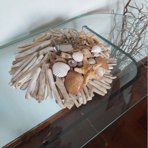 Bougeoir en bois flotté avec coquillages et étoiles de mer, bougeoir en bois, décor de plage, côtier, décor de mariage, décor nautique, art du bois flotté image 7