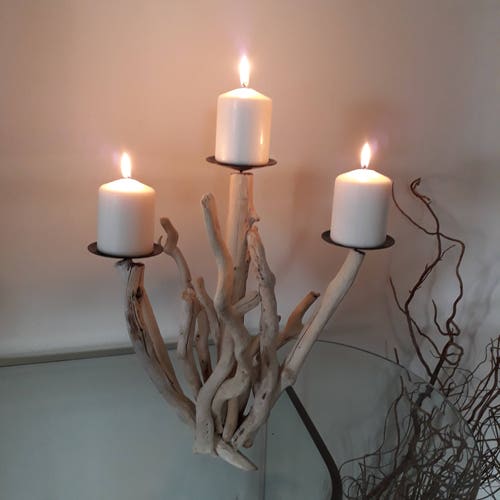 Driftwood shops 3cdls candelabra,Greece,wood candleholder,driftwood art,wedding decor,beach,coastal,nautical,modern,lake,cottage,rustic,farmhouse