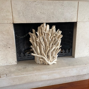 Drijfhouten sculptuur 17 x 20 inch, scherm kusthaard, open haard
