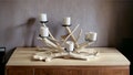 Driftwood 6 cdls candelabra,Coastal candleholder,Organic beach decoration