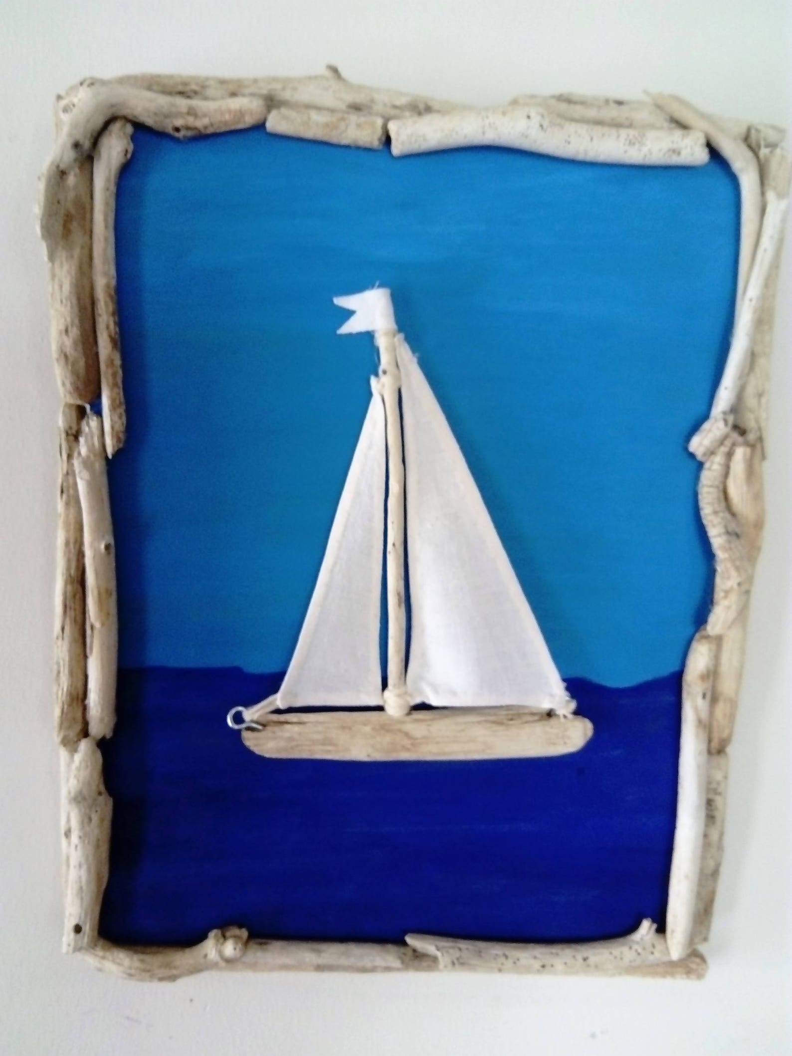 Driftwood 3D velero barco de vela arte de pared enmarcado | Etsy