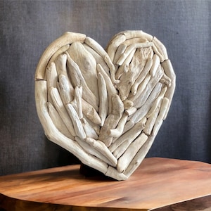 Treibholzherz 40 cm x 40 cm, Holzherz zum Aufhängen, Wandbild, Strand, Küste, nautisch, Landhaus, Bauernhaus, Jubiläumsgeschenk, Valentinstag, Dekoration