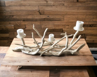 Driftwood candelabra,driftwood candleholder,wood,farmhouse,lake,beach,coastal decor,nautical,centerpiece,wedding decor ,cottage,sculpture,