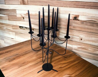 Handmade 9cdls iron candelabra,Industrial candleholder,Hand-forged iron candelabra,farmhouse decor,rustic,wrought iron candleholder,cabin