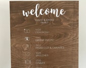 Customised order of the day wooden wedding sign // 80cm x 60cm // rustic wedding // wedding decor // wedding signs // wood signs // menu