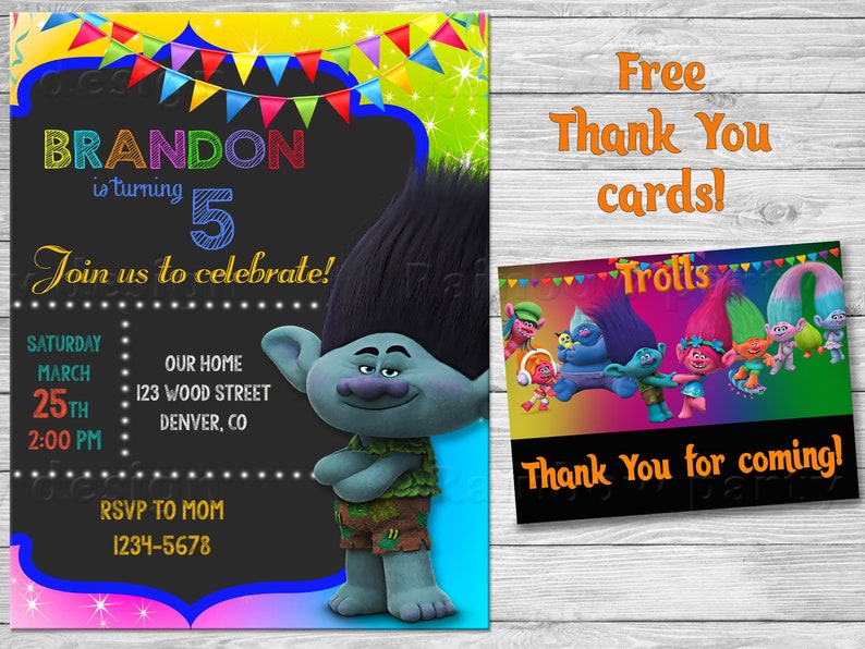 Cartes De Voeux Papeterie Trolls Poppy Trolls Invitation Pavot Trolls Anniversaire Invitation Invitation Maison