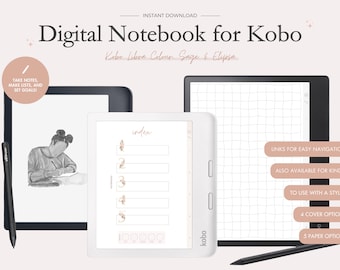 Digital Notebook for Kobo e-readers, Libra Colour, Sage, and Elipsa | E-reader notebook | Digital Notetaking | Lined, Grid, Dotted, Blank