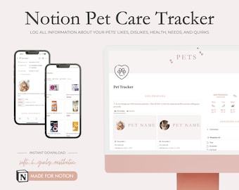 Notion Template Pet Tracker, Pet Dashboard, Medicatie Log, Pet Food, That Girl Notion Planner, Cat and Dog Health Tracker, Pet Care