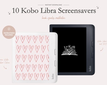 Set of 10 lock screens for Kobo Libra ereaders, Libra 2, Libra H20, customize your KOBO, match your cute and girly aesthetic!