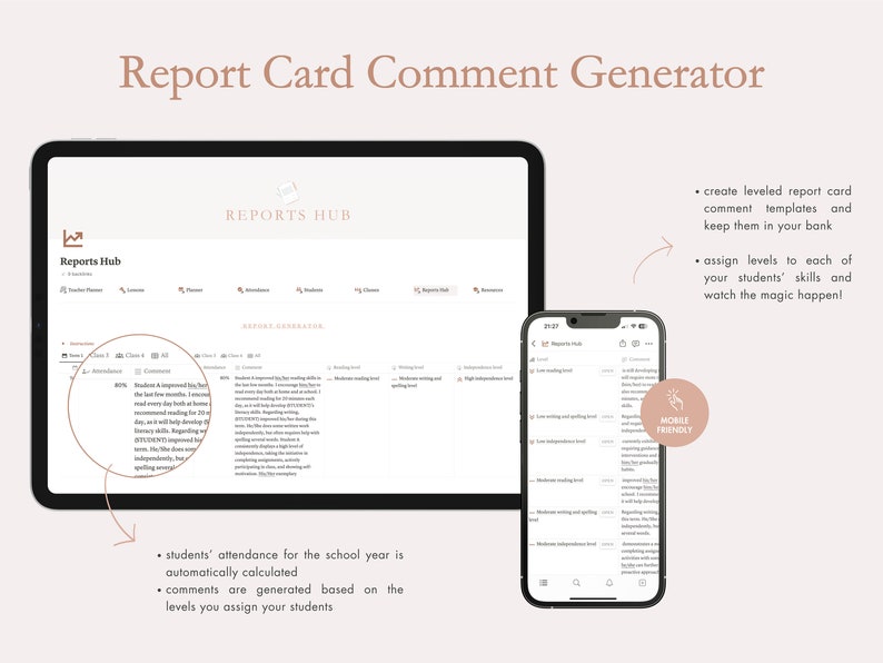 Teacher Planner Notion, Lesson Planner, Report Card Generator, Reusable ...