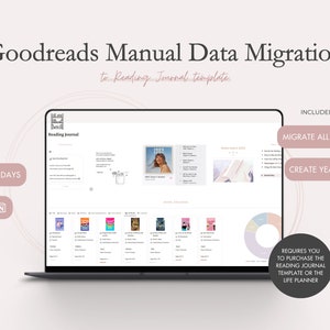 Reading Journal Goodreads Data Migration Service, fügen Sie Ihre Goodreads- Bibliothek zu Notion Reading Tracker, Book Data Tracker und Journal hinzu