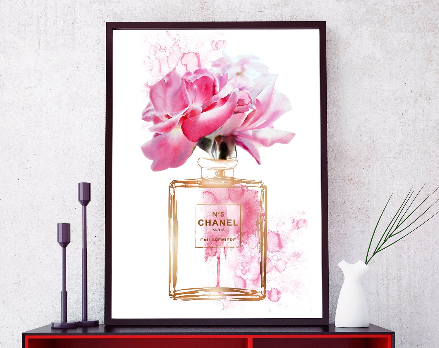 Perfume bottle art print inspired by Coco Chanel. Fashion | Etsy