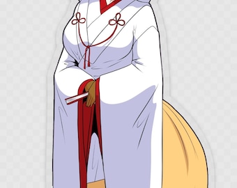 Inari fox Miko Shinto bride ver. die-cut sticker