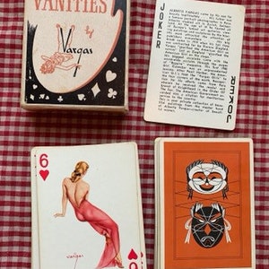 1953 Alberto Vargas Pin Up Playing Cards.  Vargas Vanities 53 Pin Ups, Complete Deck, 2 Jokers. Black Box, Orange Backs.  Sexy!