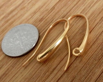 Vermeil Sterling Silver Earring Hooks: 24k Gold Dangle Ear Wires