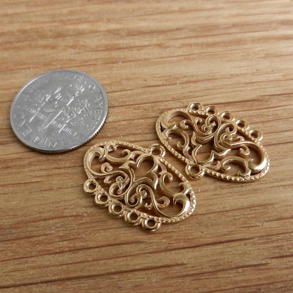 VERMEIL 24k gold over Sterling Silver Filigree Charms