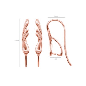 Rose Gold Sterling Silver Earring Hooks: 22mm DIY Jewelry Supplies