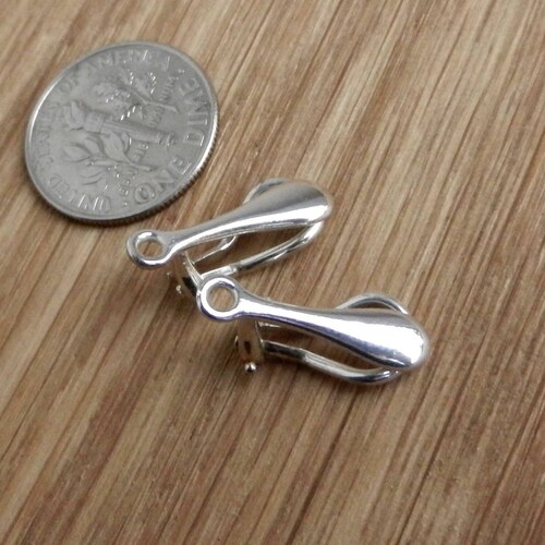 Sterling Silver Ear Clip on Earrings With Pad 8mm for Flat Etsy