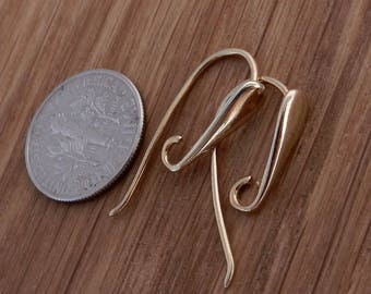24k Gold Vermeil Sterling Silver Earring Hooks 26mm Dangle Ear Wires