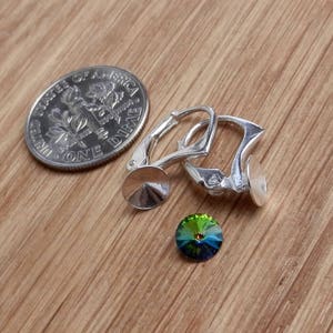 Sterling Silver Lever Back Earring Wires for Swarovski 1122 Rivoli SS29