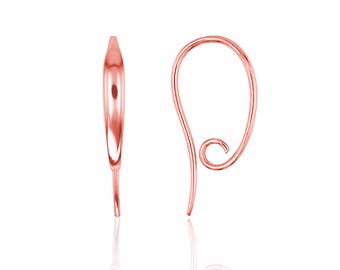 Rose Gold Plated Sterling Silver Earring Hooks 23mm