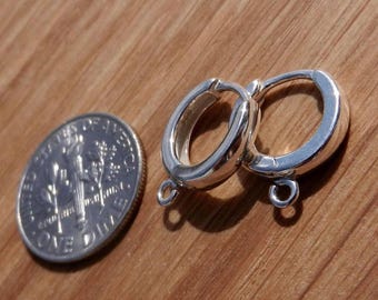 Sterling Silver 925 Leverback Hoop Earrings Hinged Base Findings