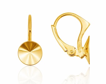 Sterling Silver Lever Back Earrings for Swarovski 1122 Rivoli (8mm)
