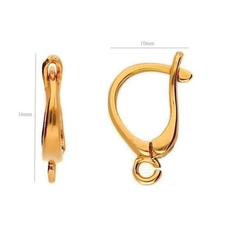 Sterling Silver Leverback Earring Findings with Open Loop 24k Gold Rose Gold Ear Wires image 3