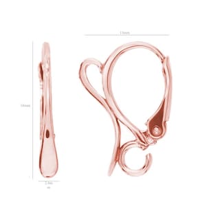Rose Gold Sterling silver lever back earrings, leverback ear wire, findings jewelry