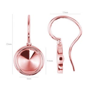 Rose gold Sterling Silver Hooks earwires for Swarovski Crystal Rivoli 6mm
