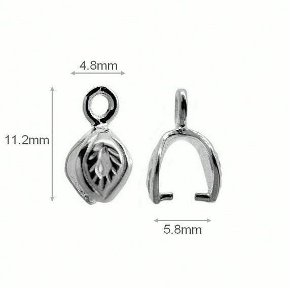 Sterling Silver Pinch Bails Pendant Bails Necklace Bails for
