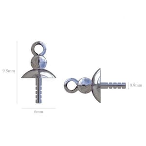 Sterling Silver Peg Bail: 6mm Cup, Half Drilled Pearls (2 PCS)