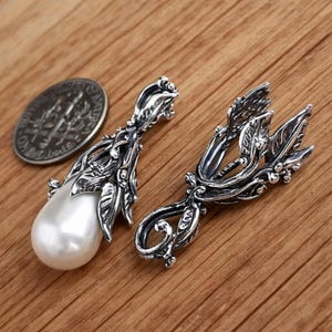 Sterling Silver Bail Pendant with Peg for Half Drilled Stones 925