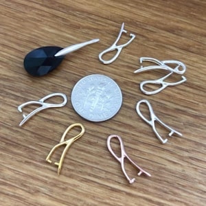 Sterling Silver, Gold, Rose Gold Pendant Pinch Bail, Connector, select finish