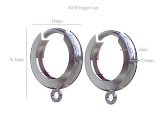 Sterling Silver Leverback Hoop Earrings: DIY Jewelry Making Supplies (16.5mm)