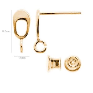 VERMEIL 24k gold over Sterling Silver Ear Posts with Ear nuts