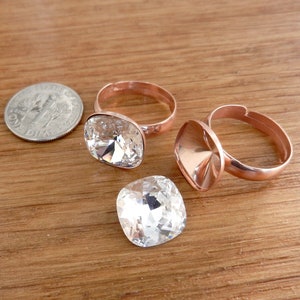 Anillo ajustable en plata de ley para 4470 SWAROVSKI SQUARE, 12 mm