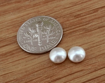 2PCS Swarovski Crystal 5817 1/2 6mm Half Drilled Pearl flat backed with a hole drilled halfway into the back of the pearl