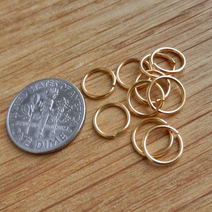 10pcs VERMEIL, 24k, gold over Sterling Silver Jump Rings Open Jumpring 6mm Inside Wire 0.8mm 20 Gauge