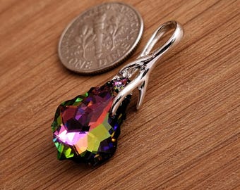 Sterling Silver Floral Pinch Bail Pendant Jewelry Findings 19mm