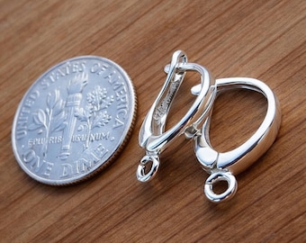 Sterling Silver Leverback Earring Findings with Open Loop 24k Gold Rose Gold Ear Wires
