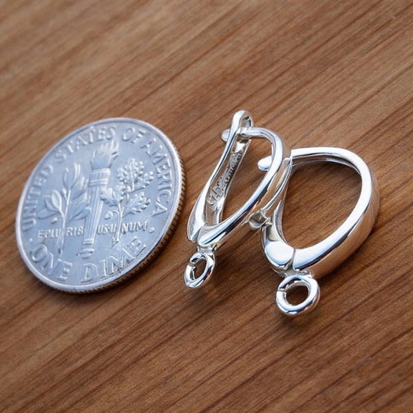 Sterling Silver Leverback Earring Findings with Open Loop 24k Gold Rose Gold Ear Wires