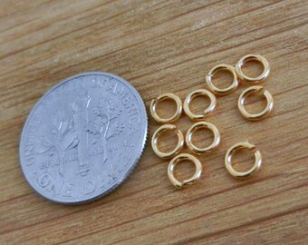 10pcs VERMEIL, 24k, gold over Sterling Silver Jump Rings Open Jumpring 2.1mm Inside Wire 0.8mm 20 Gauge